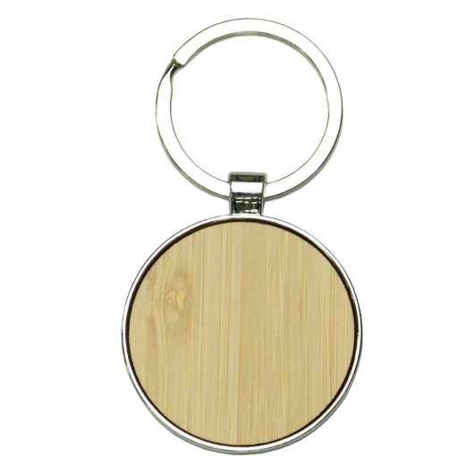 Promotional Circle Recycled Zinc Bamboo Keyrings